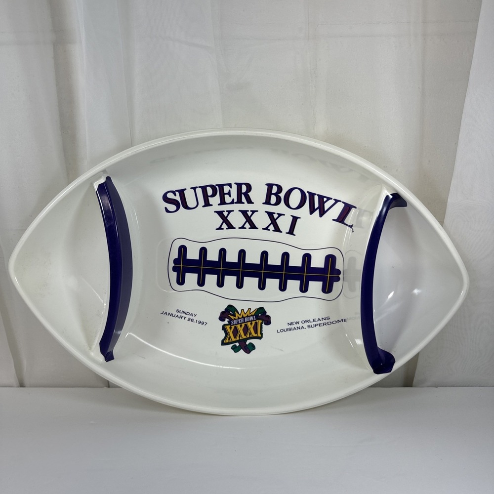 Vintage 1997 NFL Super Bowl New Orleans Football Party Tray Dip Chip‎